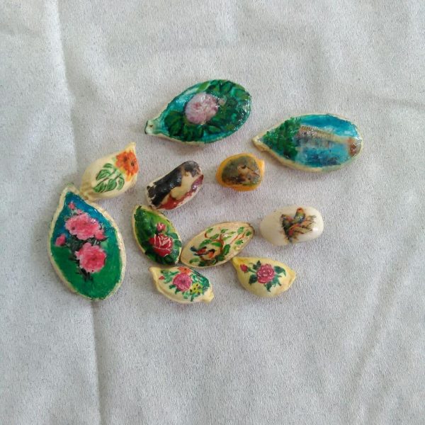 نقاشی گل و مرغ بر روی تخمه کدو - Image 2